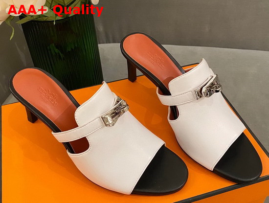 Hermes Candy Sandal High Heel Blanc Calfskin Replica