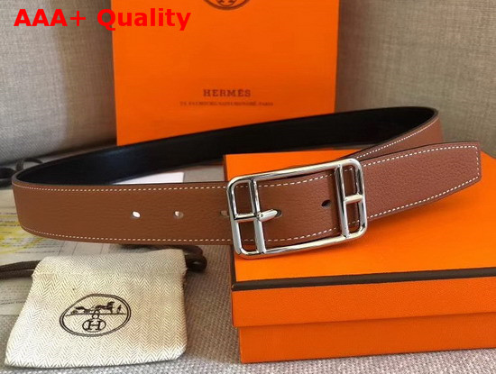 Hermes Cape Cod 32 Reversible Belt in Box and Togo Calfskin Noir and Gold Replica