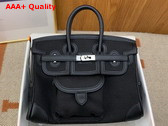 Hermes Cargo Birkin 25 Black Canvas and Swift Calfskin Replica