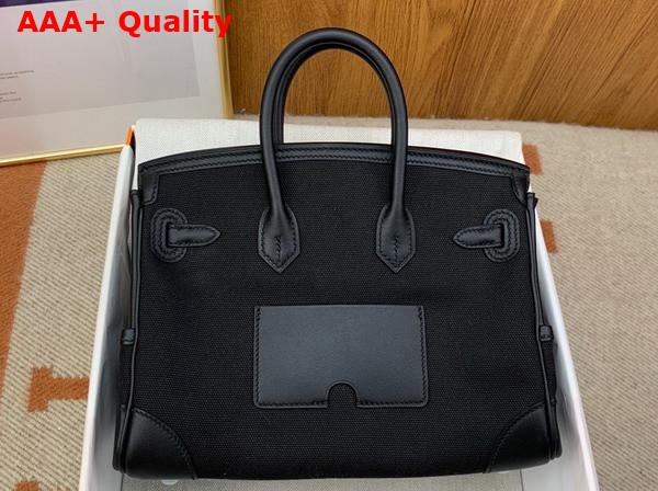 Hermes Cargo Birkin 25 Black Canvas and Swift Calfskin Replica