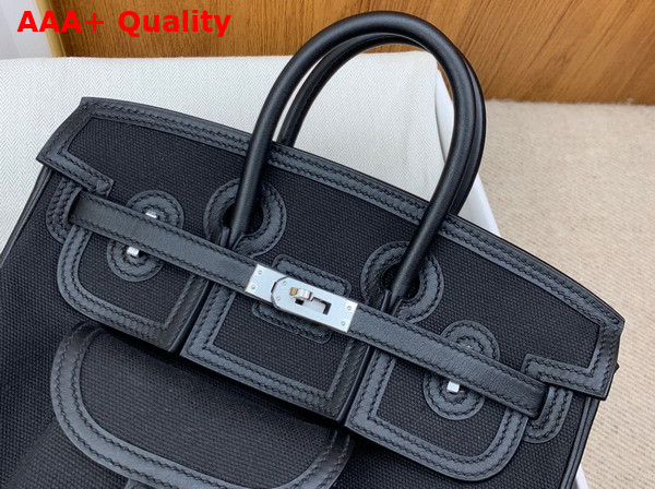 Hermes Cargo Birkin 25 Black Canvas and Swift Calfskin Replica