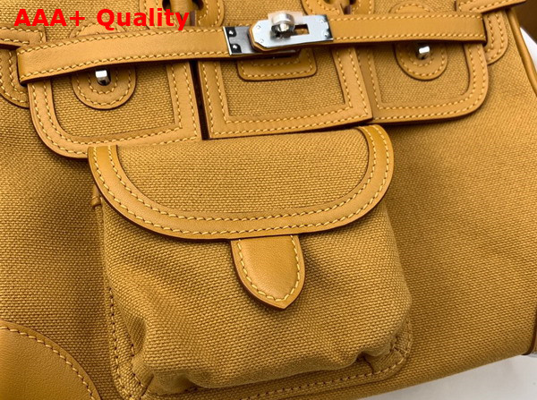 Hermes Cargo Birkin 25 Jaune Ambre Canvas and Swift Calfskin Replica