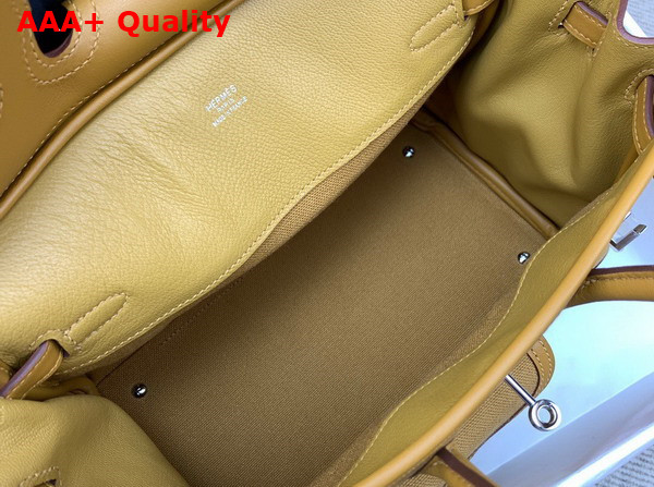 Hermes Cargo Birkin 25 Jaune Ambre Canvas and Swift Calfskin Replica