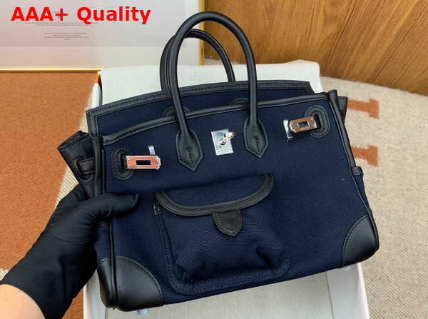 Hermes Cargo Birkin 25 Navy Blue Canvas and Swift Calfskin Replica