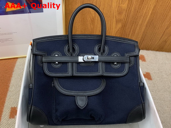 Hermes Cargo Birkin 25 Navy Blue Canvas and Swift Calfskin Replica