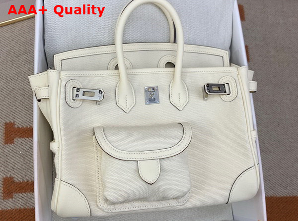 Hermes Cargo Birkin 25 White Canvas and Swift Calfskin Replica