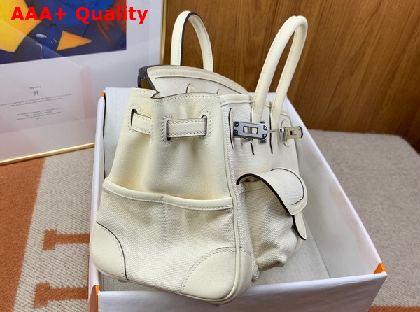 Hermes Cargo Birkin 25 White Canvas and Swift Calfskin Replica