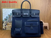 Hermes Cargo Hac Birkin 40 Bag in Blue Canvas and Swift Calfskin Replica