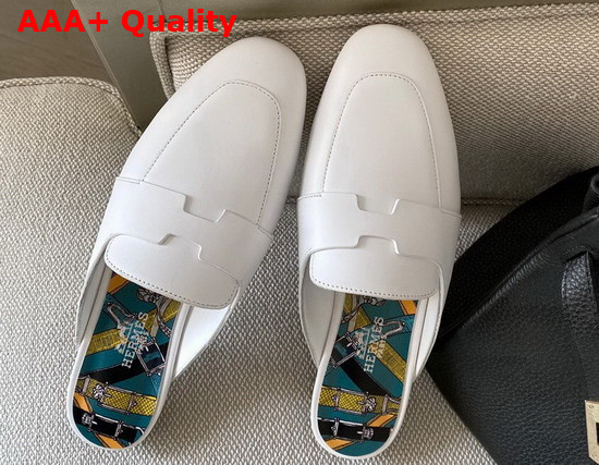 Hermes Catena Mule in Blanc Replica