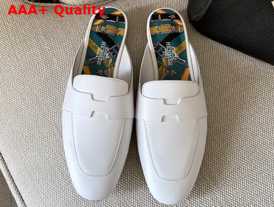 Hermes Catena Mule in Blanc Replica