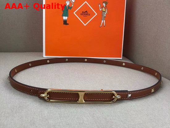 Hermes Chaine D Ancre Belt Buckle and Clous Medor Leather Strap 13mm Swift Calfskin Gold Replica