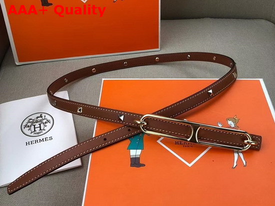 Hermes Chaine D Ancre Belt Buckle and Clous Medor Leather Strap 13mm Swift Calfskin Gold Replica