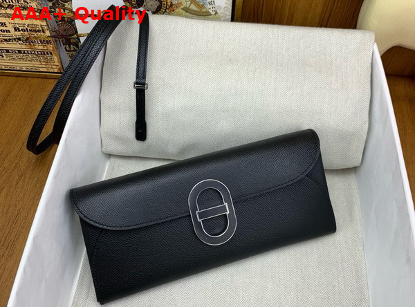 Hermes Chaine d Ancre To Go Wallet in All Black Epsom Calfskin Replica