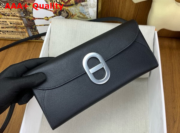 Hermes Chaine d Ancre To Go Wallet in Black Epsom Calfskin Replica