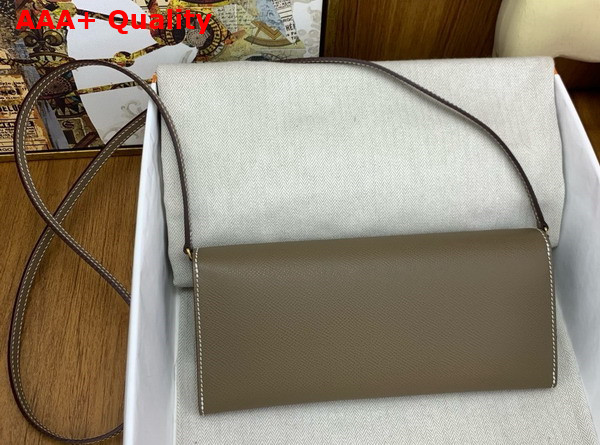 Hermes Chaine d Ancre To Go Wallet in Elephant Grey Epsom Calfskin Replica