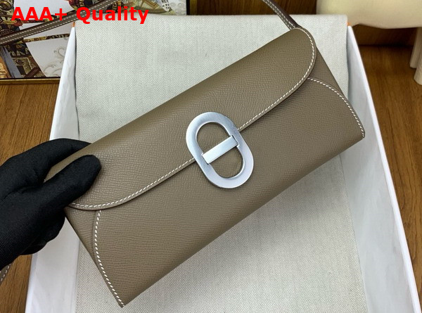 Hermes Chaine d Ancre To Go Wallet in Elephant Grey Epsom Calfskin Replica