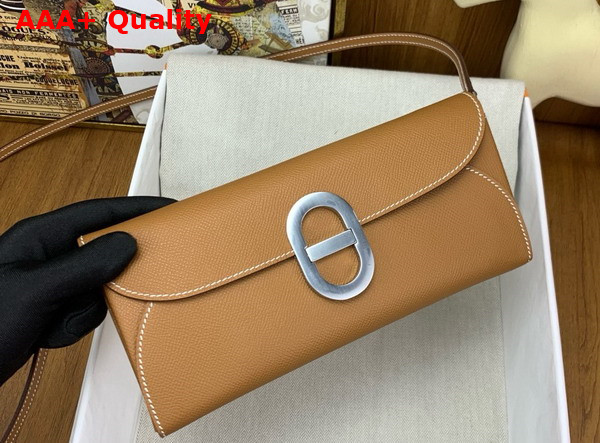 Hermes Chaine d Ancre To Go Wallet in Gold Brown Epsom Calfskin Replica