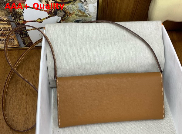 Hermes Chaine d Ancre To Go Wallet in Gold Brown Epsom Calfskin Replica