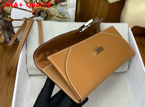 Hermes Chaine d Ancre To Go Wallet in Gold Brown Epsom Calfskin Replica