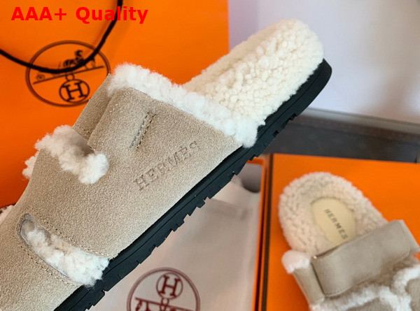 Hermes Chypre Sandal Beige Ecru Woolskin Insole and Lining Replica