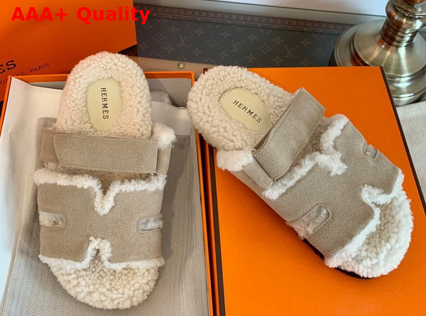 Hermes Chypre Sandal Beige Ecru Woolskin Insole and Lining Replica