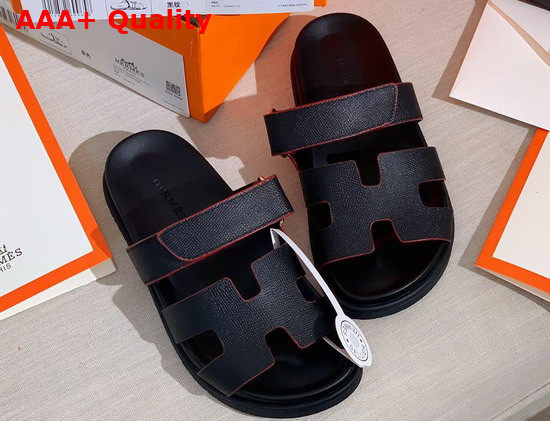 Hermes Chypre Sandal Noir Epsom Calfskin Calfskin Replica