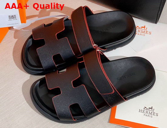 Hermes Chypre Sandal Noir Epsom Calfskin Calfskin Replica