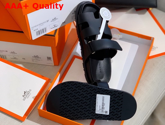 Hermes Chypre Sandal in Black Smooth Calfskin Replica