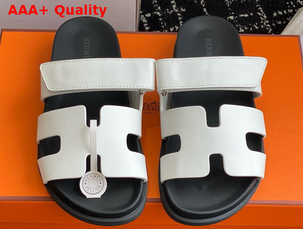 Hermes Chypre Sandal in Blanc Calfskin Replica