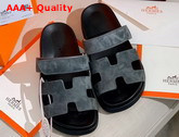 Hermes Chypre Sandal in Gray Suede Calfskin Replica