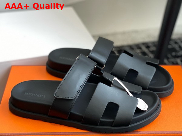 Hermes Chypre Sandal in Noir Calfskin Replica