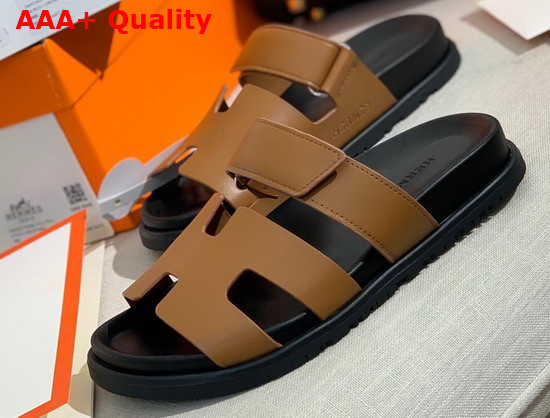 Hermes Chypre Sandal in Tan Smooth Calfskin Replica