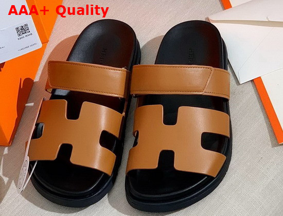 Hermes Chypre Sandal in Tan Smooth Calfskin Replica