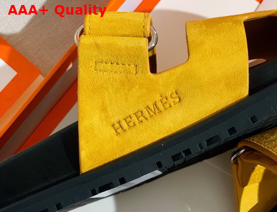 Hermes Chypre Sandal in Yellow Suede Calfskin Replica