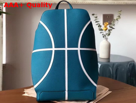 Hermes Cityback 27 Basketball Backpack in Evercolor Calfskin Bleu De Malte and Blanc Replica