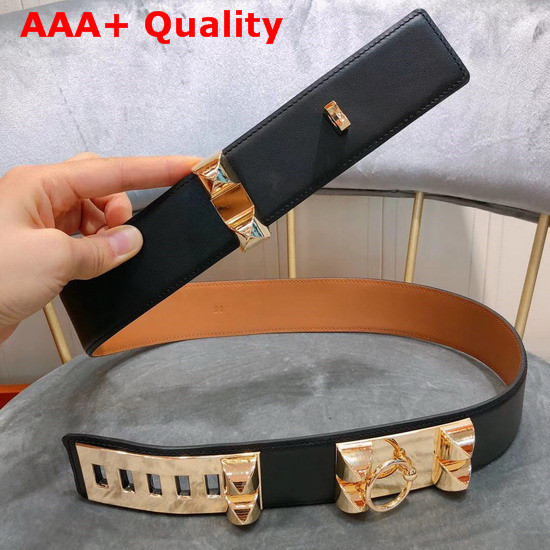 Hermes Collier De Chien Belt in Black with Gold Hardware Replica