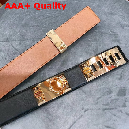 Hermes Collier De Chien Belt in Black with Gold Hardware Replica