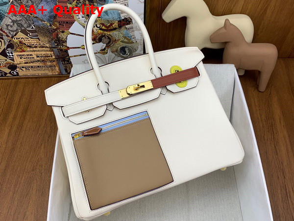 Hermes Colormatic Birkin 30 Bag in Cream and Tan Swift Calfskin Replica