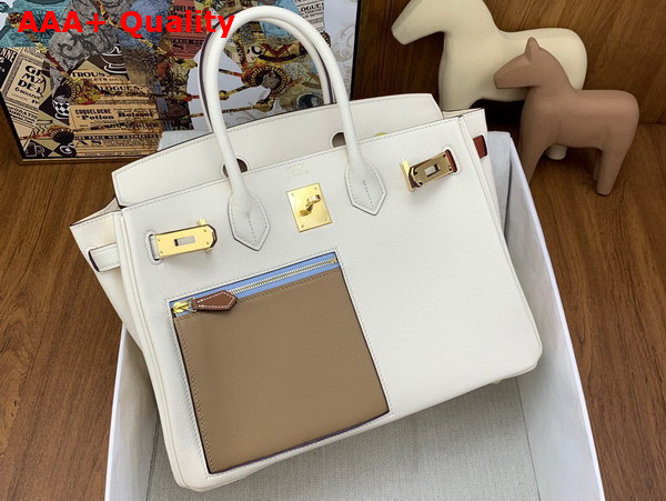 Hermes Colormatic Birkin 30 Bag in Cream and Tan Swift Calfskin Replica