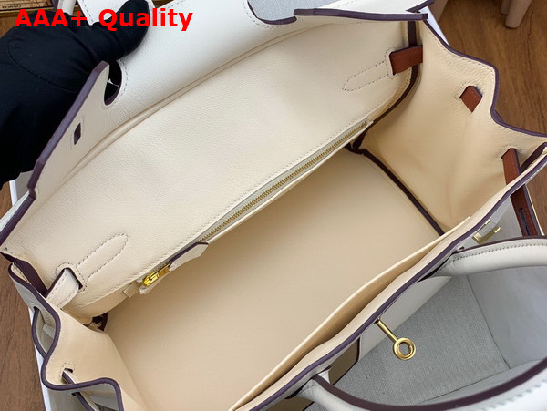 Hermes Colormatic Birkin 30 Bag in Cream and Tan Swift Calfskin Replica