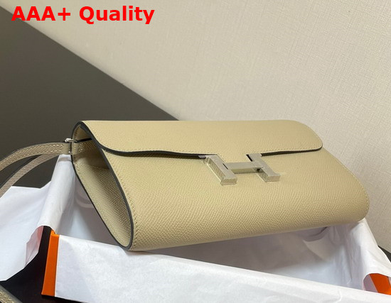 Hermes Constance Long To Go Wallet in Cream Epsom Calfskin with Removable Shoulder Strap Replica