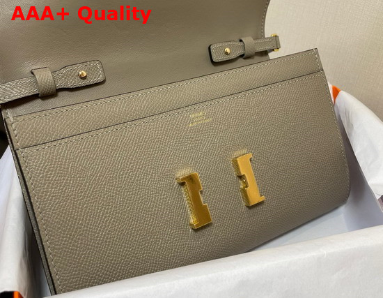 Hermes Constance Long To Go Wallet in Light Grey Epsom Calfskin with Removable Shoulder Strap Replica