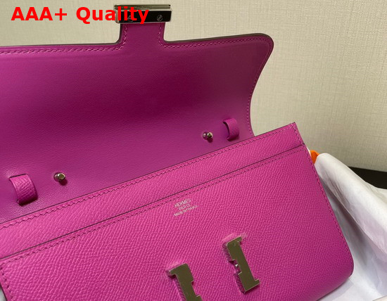 Hermes Constance Long To Go Wallet in Light Purple Epsom Calfskin with Removable Shoulder Strap Replica