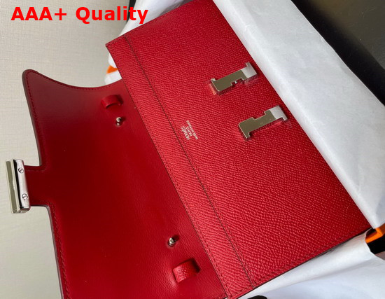 Hermes Constance Long To Go Wallet in Red Epsom Calfskin with Removable Shoulder Strap Replica