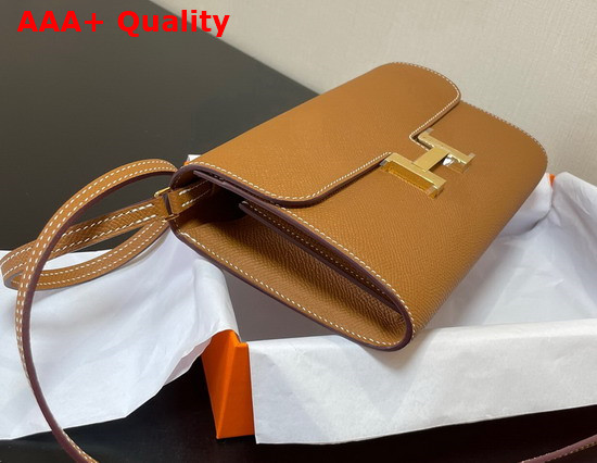 Hermes Constance Long To Go Wallet in Tan Epsom Calfskin with Removable Shoulder Strap Replica