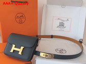 Hermes Constance Slim Wallet with Kelly Belt Black Epsom Calfskin Replica