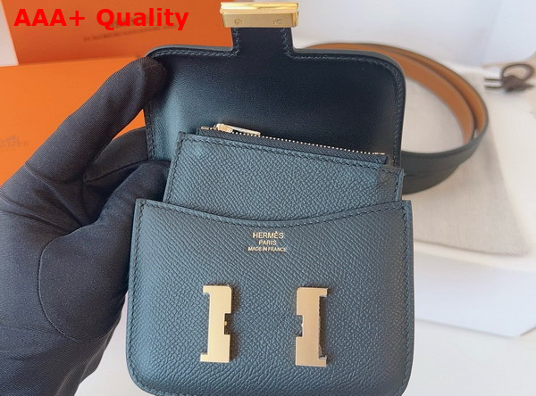 Hermes Constance Slim Wallet with Kelly Belt Black Epsom Calfskin Replica