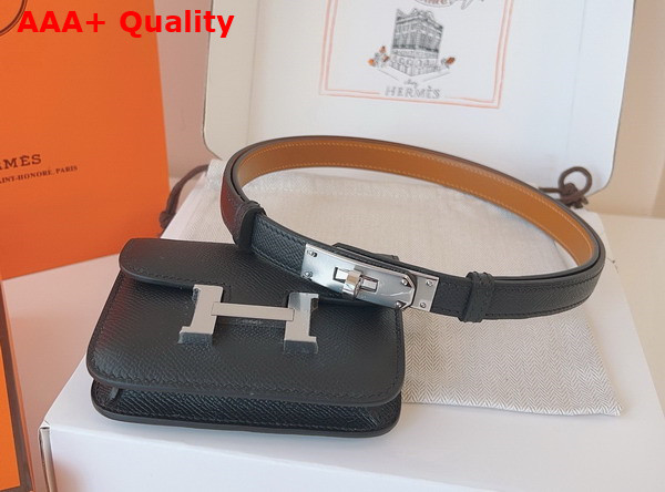 Hermes Constance Slim Wallet with Kelly Belt Black Epsom Calfskin Replica