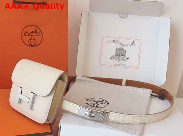 Hermes Constance Slim Wallet with Kelly Belt Blanc Epsom Calfskin Replica