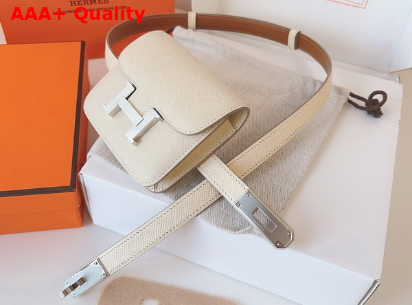 Hermes Constance Slim Wallet with Kelly Belt Blanc Epsom Calfskin Replica